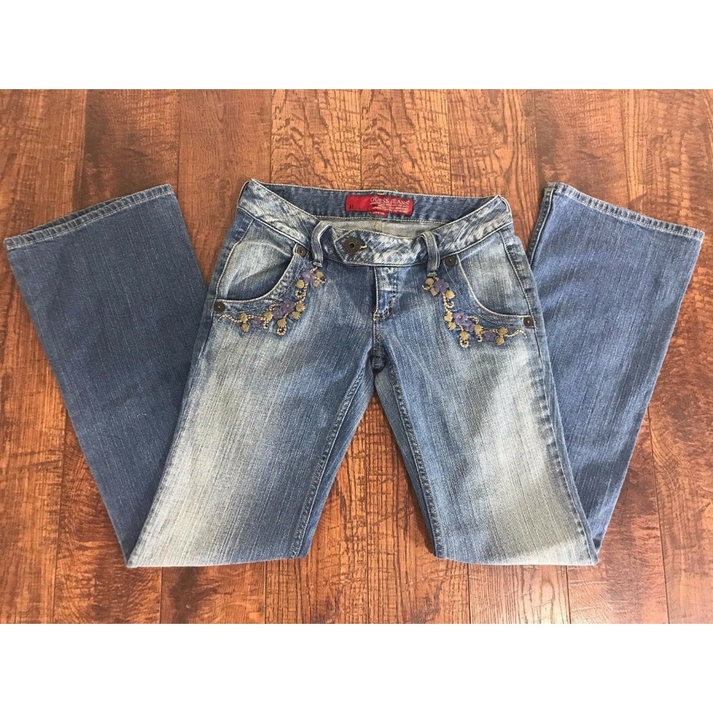 Guess Floral Boot Cut Embellished Jeans 30W 33L